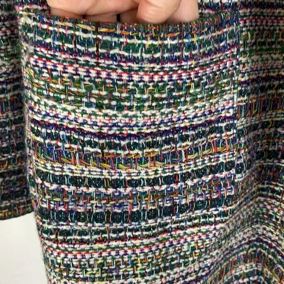 Anthropologie Harlyn Multicolor Striped Blazer Tweed Boyfriend Oversized open - Picture 8 of 14